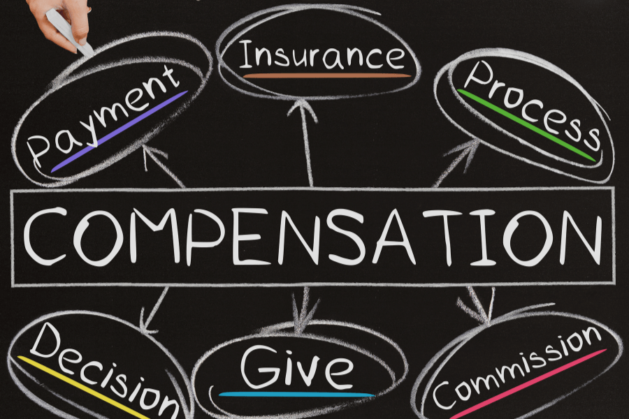 Ilustración con íconos de beneficios, salario y bienestar que representan estrategias de Total Rewards en compensaciones y beneficios modernos.