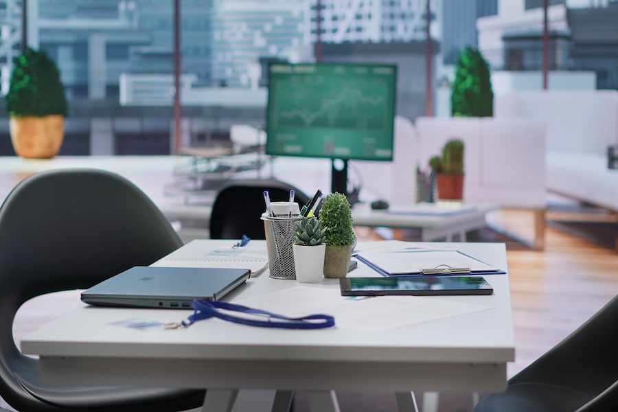 Empty modern office with focus on recruitment process and hiring new personnel